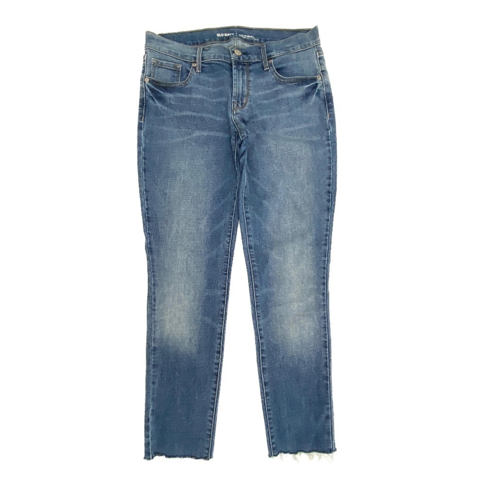 Old Navy Original Mid Rise Raw Hem Skinny Women's size 4 Medium Blue Denim Jeans